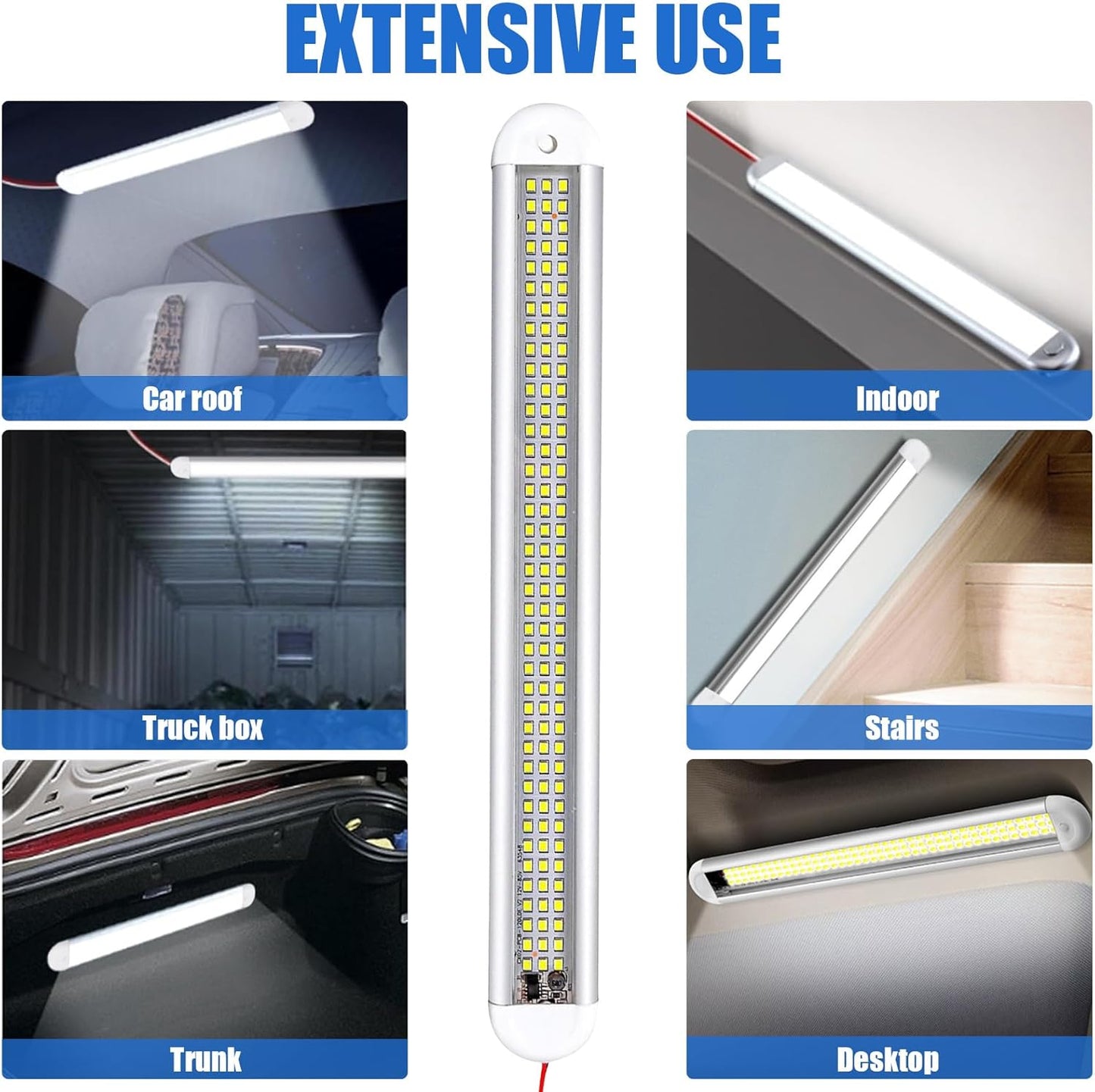 12V Ultra-Thin LED Interior Light Bar with On/Off Switch, 120 LED Universal Strip for Campervans, RVs, and Trucks - Energy Efficient Indoor Lighting Solution