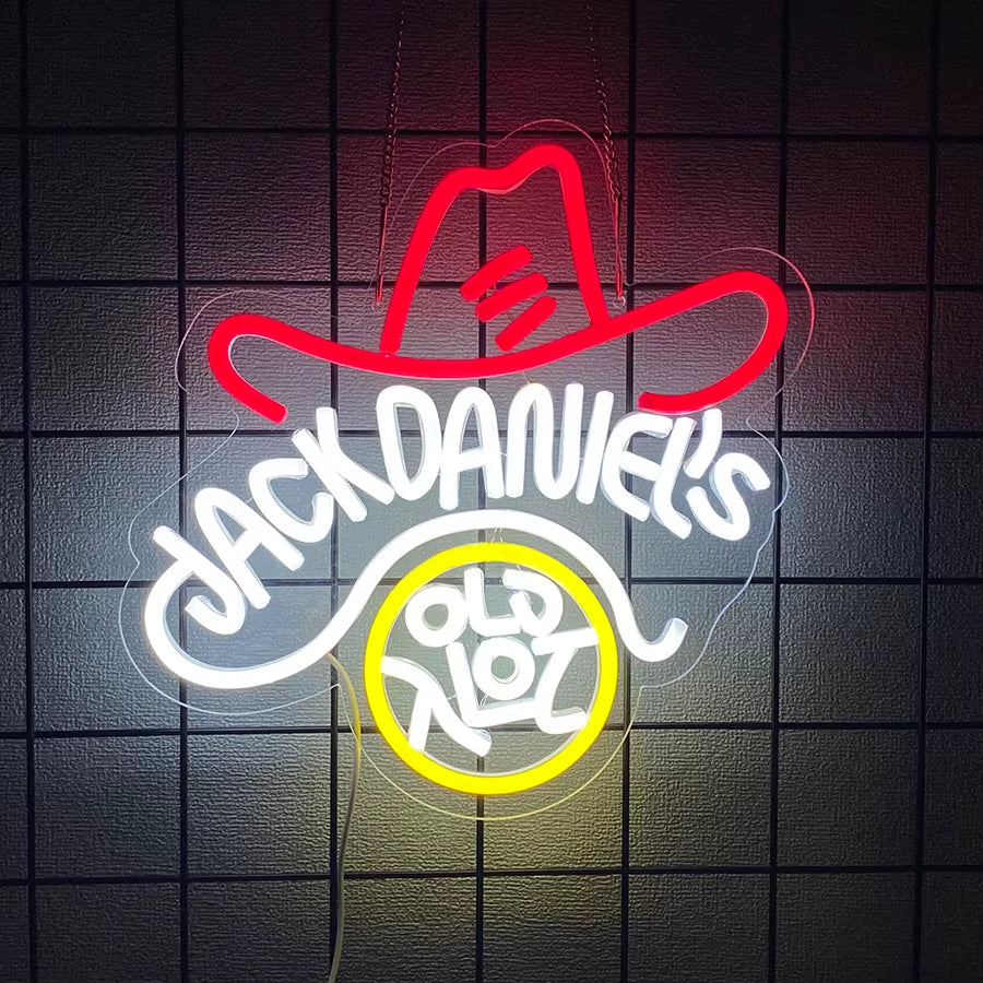 Jack Daniels Neon Light Sign for Wall Decor,Beer Bar Home Bedroom Man Cave Bedside Table Party Decor Recreation Room Gifts