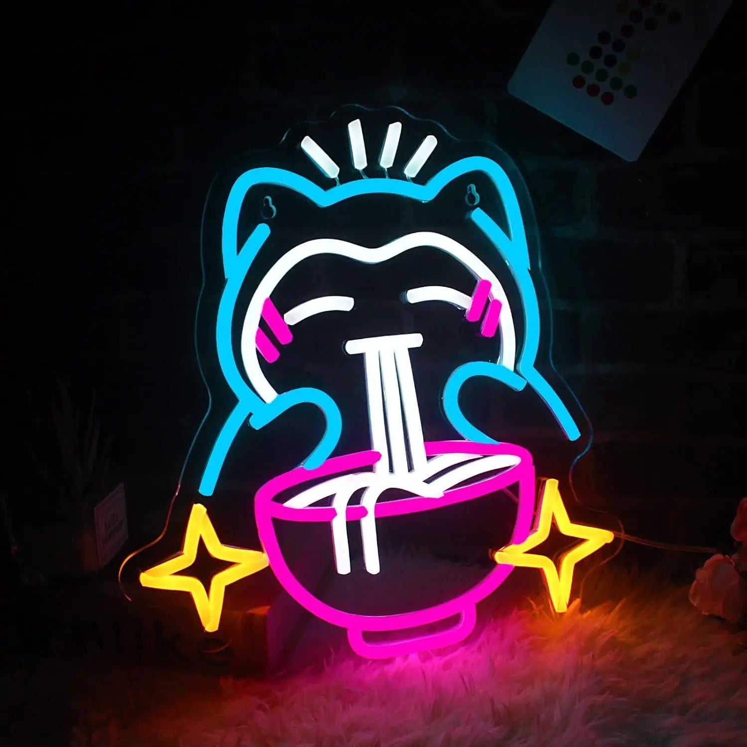 Pokemon Ramen Neon Light Cute Bear Sign Blue Dimmable Led Neon Signs for Resturant Home Bar Cafe Japanese Noodle Shop Decor Gift