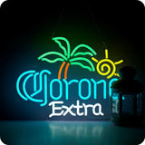 Palm Tree Coron Extra Neon Sign - Vibrant Light up Art for Man Cave, Sports Bars & Pubs - Durable Beer Store Decor