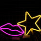 Neon Pink LED Lip Sign - Battery and USB Operated Decorative Light for Walls, Bedrooms, Parties, Weddings, and Bars