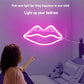 Neon Pink LED Lip Sign - Battery and USB Operated Decorative Light for Walls, Bedrooms, Parties, Weddings, and Bars