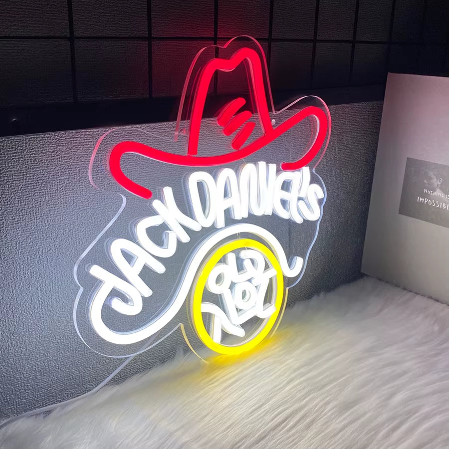 Jack Daniels Neon Light Sign for Wall Decor,Beer Bar Home Bedroom Man Cave Bedside Table Party Decor Recreation Room Gifts