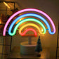 Neon Sign Led Rainbow-Shaped Neon Light Battery/Usb Powered Colorful Neon Lamp with Holder Base Rainbow Nightlight Decorative