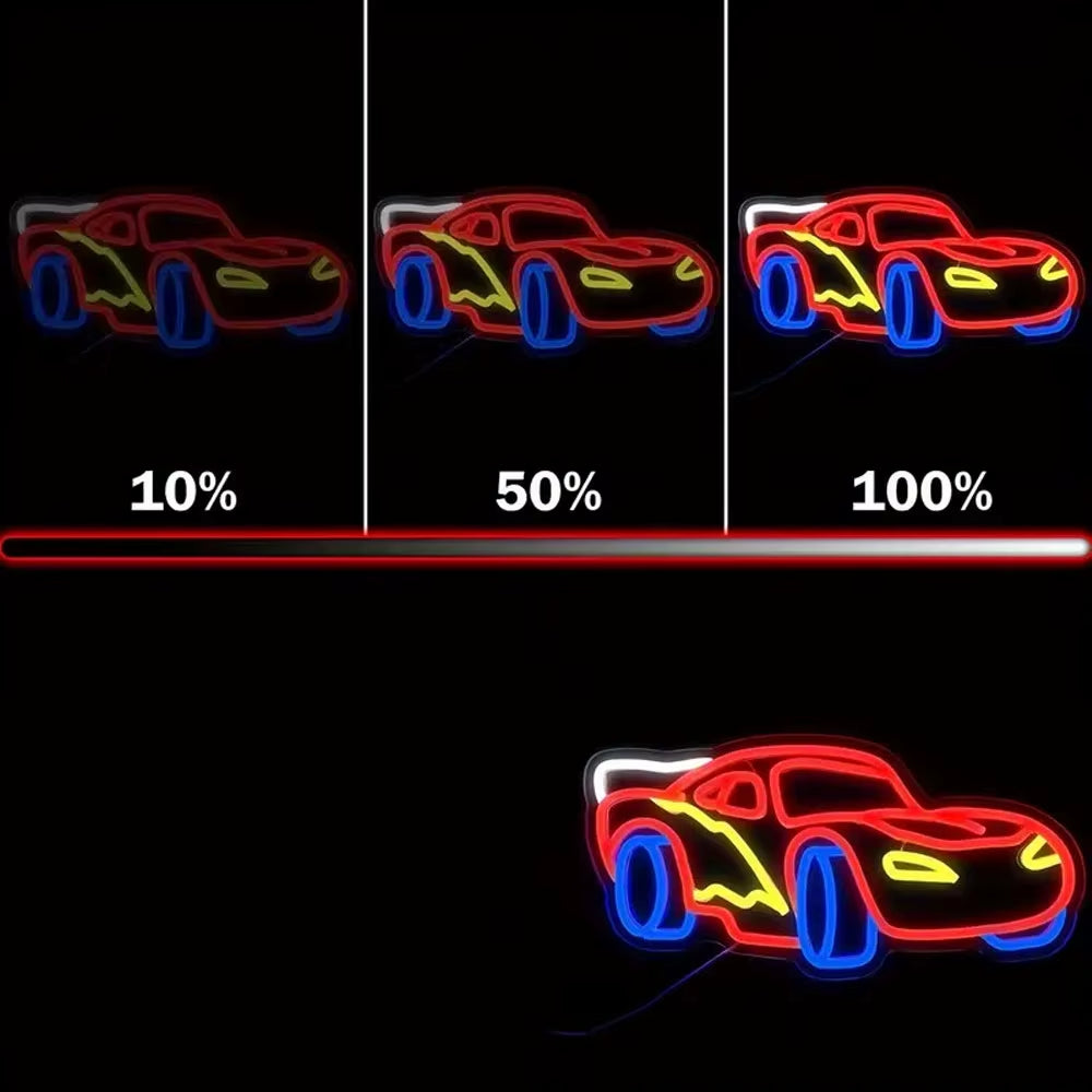 Car Neon Sign for Wall Decor Dimmable Racing Car Light up Sign for Bedroom Boys Room Playroom Birthday Party Christmas Gifts