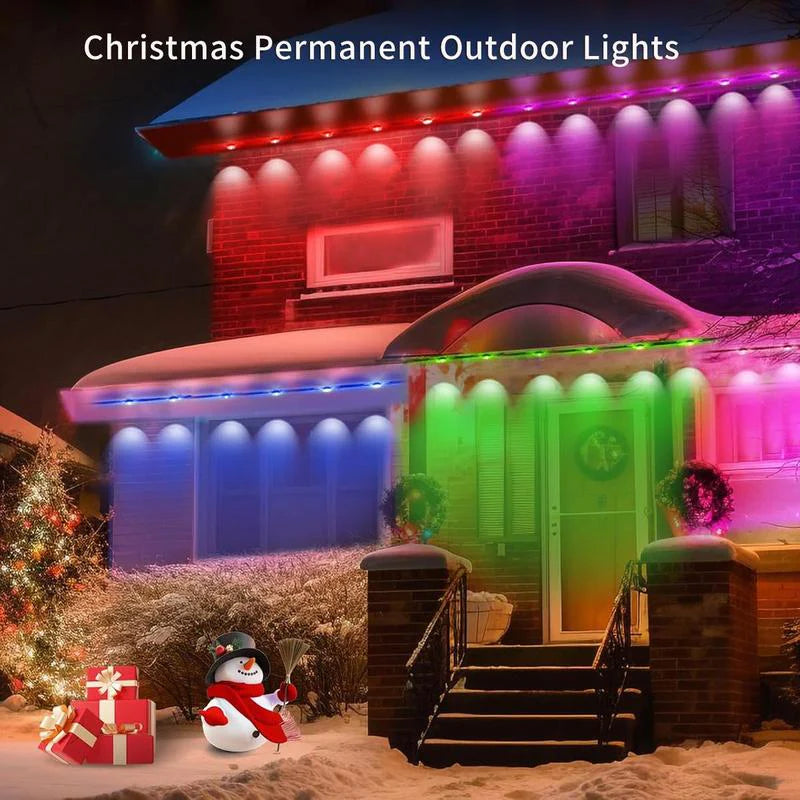 Outdoor Light with Remote Control, RGB+AI Outdoor Light, Waterproof House Light for Outside, Bluetooth-Compatible Light for Festival Home Decor