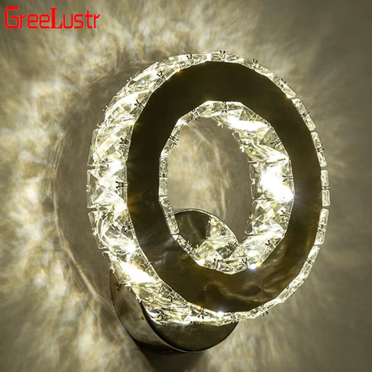 Modern Chrome Mirror Led Crystal Wall Lights Wall Sconce for Bedroom Home Decor Bedside Lamp Luminaire Indoor Lighting Fixtures