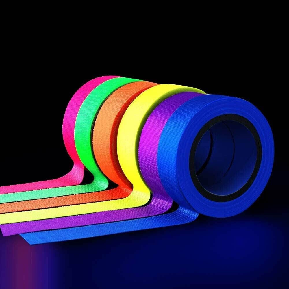 6 Colors Neon Cloth Gaffer Tape Fluorescent UV Blacklight Glow in the Dark Party