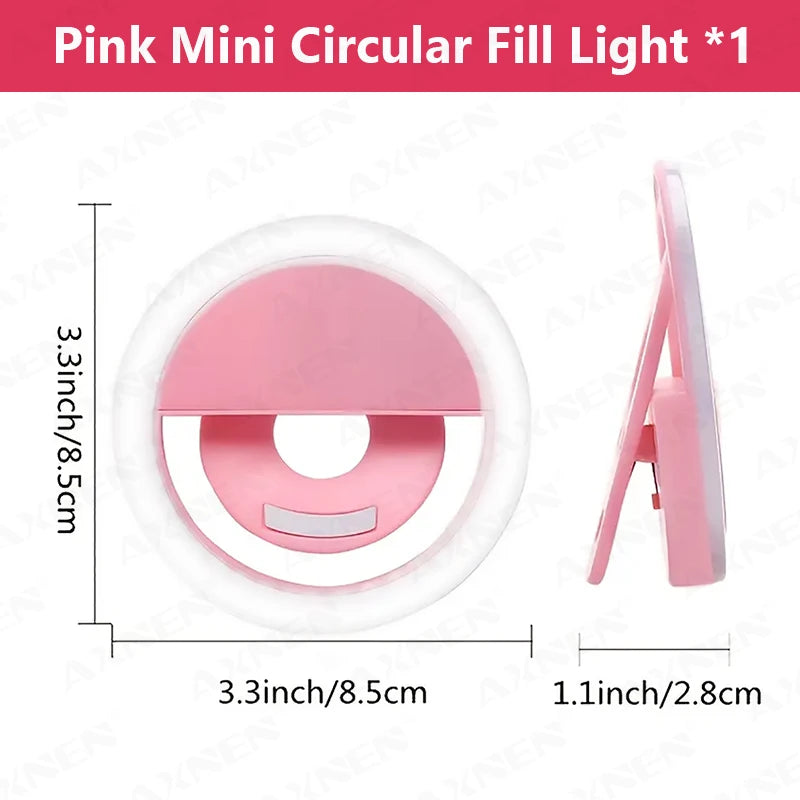 LED Light Ring with Usbcharging Phone Lens Selfie Light Mini Circular Fill Light Clip Compatible with Iphone Samsung Xiaomi Poco