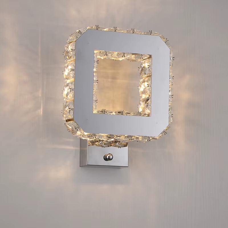 Modern Chrome Mirror Led Crystal Wall Lights Wall Sconce for Bedroom Home Decor Bedside Lamp Luminaire Indoor Lighting Fixtures